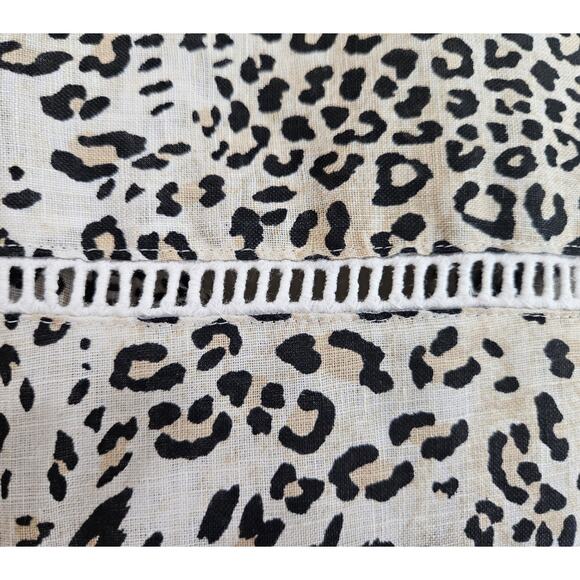 CHICO'S 3.5 Women's Plus 18 Linen Tunic Blouse Sleeveless Leopard No Iron 48" - Picture 7 of 9